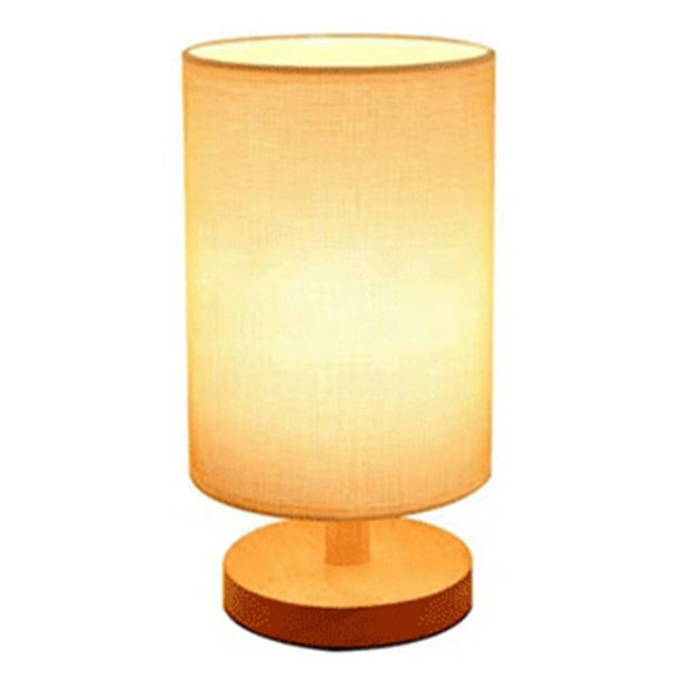 Retro Literary Solid Wood LED Night Light Fabric Lampshade Linen Cover 